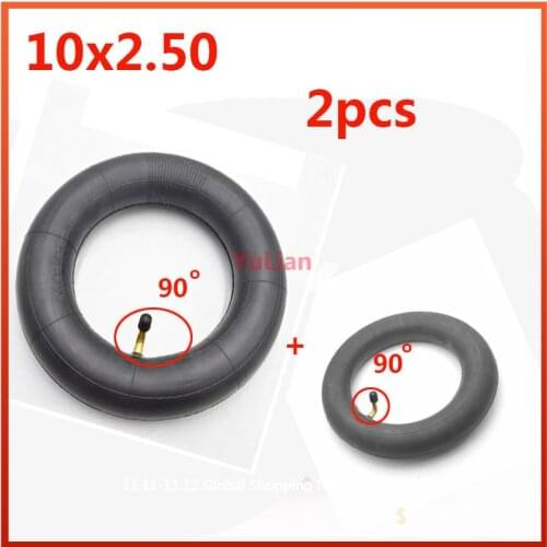 2pcs Inner Tube 10X2.50 10x2.5 Tube Innertube with bent valve 90 Degree valve for Baby Stroller Pram Scooter 10 Inch