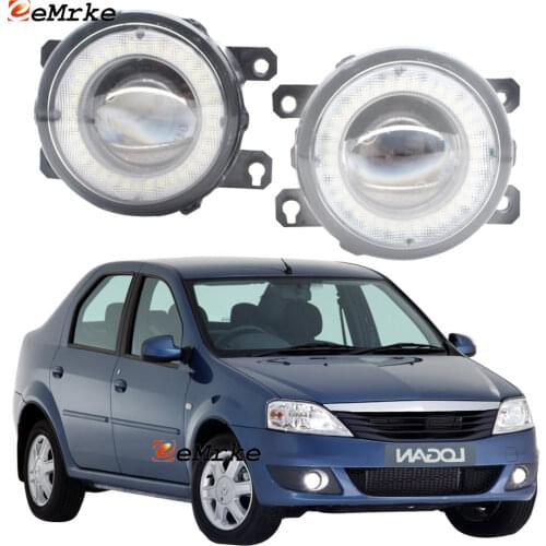2x Car Lens LED Fog Lights Angel Eye DRL Daytime Running Light Lamp for Renault Logan Sedan 2010 2011 2012 2013