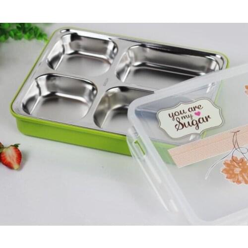 304 Stainless Steel Portable mess tin canteen Lunch Box Fast food dish Snack plate