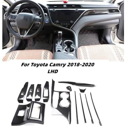 For Toyota Camry 2018-2020 Accessories Interior Decoration Panel Center Console Gears Steering Wheel Protector Car Sticker ABS