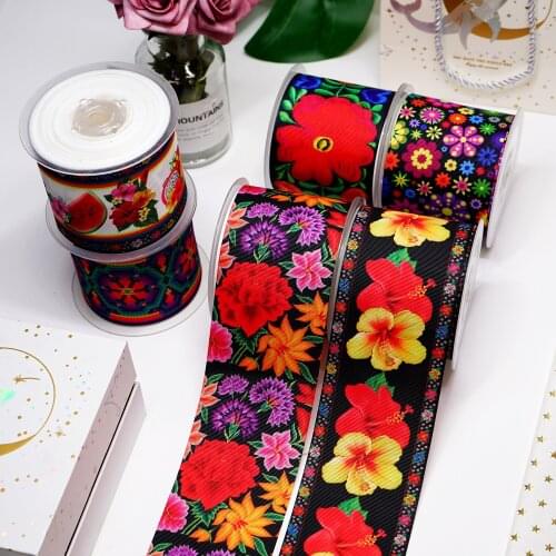 DIY Cartoon Mexican Style Printed Grosgrain Ribbon For Craft Supplies Sewing Accessories 5 Yards. 23860