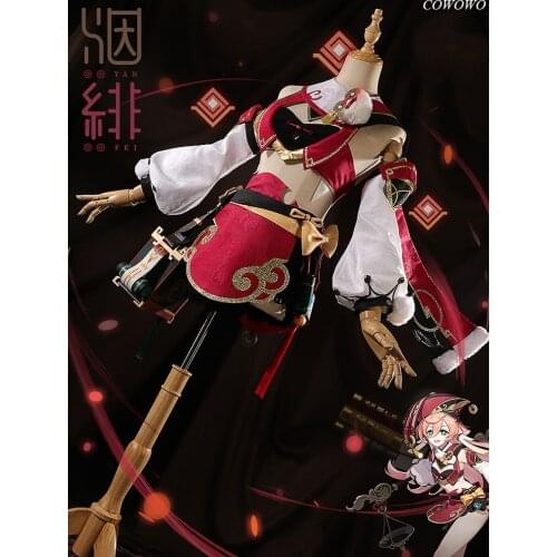 Anime!Genshin Impact Yanfei LiYueGang Legal Adviser Sweet Cute Uniform Cosplay Costume Halloween Party Outfit For Women 2021 NEW