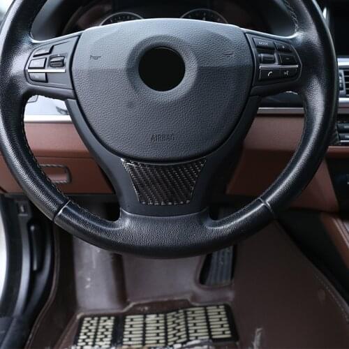 Car Interior Carbon Fiber Steering Wheel 3D Stickers Cover Trim Accessories For BMW 5 Series F10 F18 2011-2017