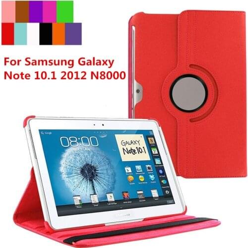 Case for Samsung Galaxy Note 10.1" 2012 GT-N8000 N8010 N8020 Tablet Case 360 Rotating Bracket Flip Stand Leather Cover Note 10.1