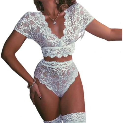 Women Sleep Set Lace Crochet Stitching Skin-friendly Spandex Women Sexy Sleepwear Set for Daily Wear vestido de mujer 2021