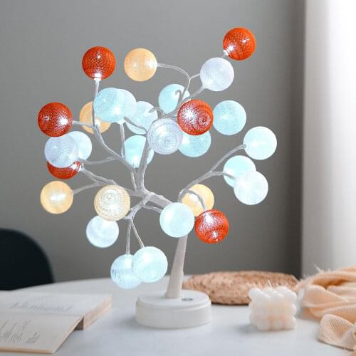Home Decor Small Rose Table Lamp Candy Macaron Round Ball Tree Light Modern Figurine Girls Bedroom Desk Decor Accessories Gift