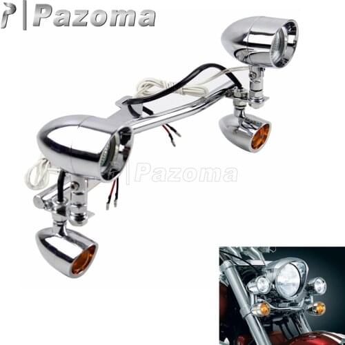 Motorcycle Driving Lamp w/Turn Signals LED Fog Auxiliary Spot Light Bracket Bar for Honda Shadow VT 750 1100 VTX 1300 1800