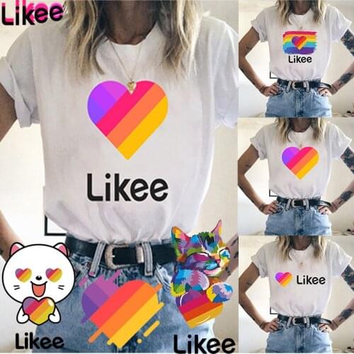 Likee T Shirt Kids Russia Style LIKEE Top Tee Oversized Streetwear Short Sleeve Heart Cat T Shirts Boy Girls Tshirt Rainbow New