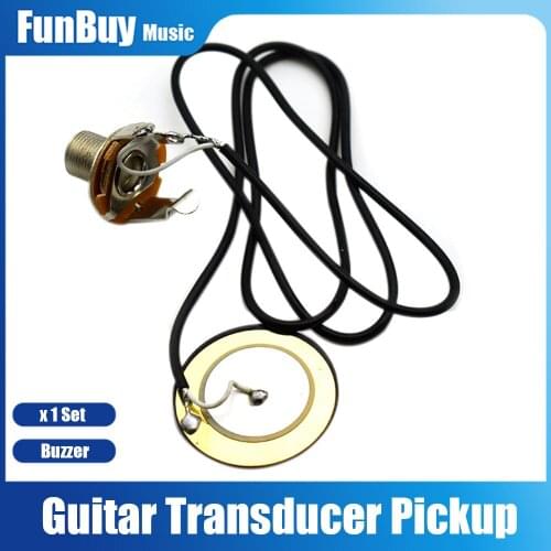 Guitar Transducer Pickup Amplifier Prewired Buzzer Pickup with 6.35MM Output Jack for Violin Ukulele Banjo Cigar Box Guitar