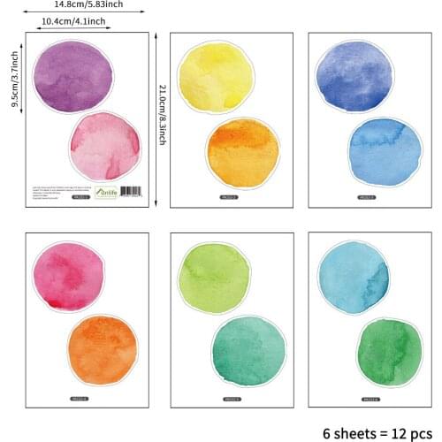 Hot Water Color Dots DIY Wall Sticker 12pcs Multicolor Ins Nordic Style Living Room Kids Room Art Mural Decals Home House Decor
