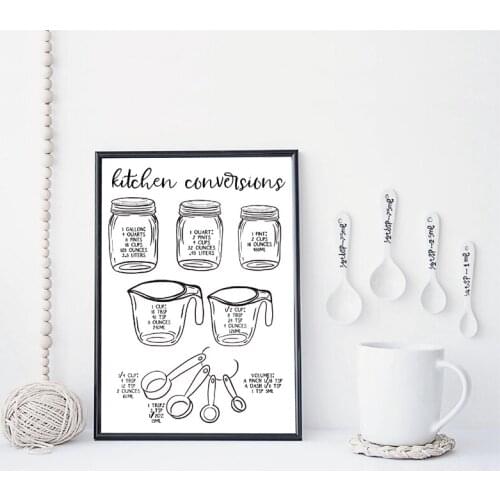 Canvas Painting Prints Black White Measurements Sign Poster Kitchen Wall Art Modern Nordic Home Decor Modular Pictures Framework