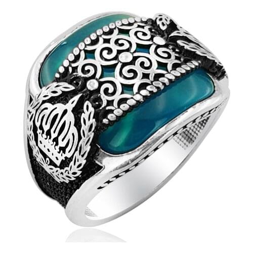 925 Silver Casual Agate Men Rings for Men Kingdom Ring Etnic Tribal Ring Traditional Mans Ring