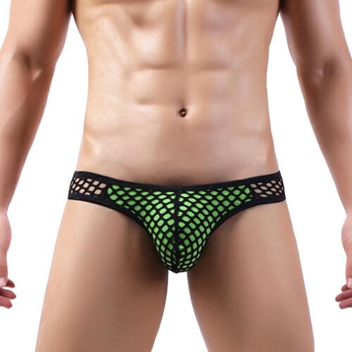 Mans underwear ropa interior hombre mens underpants perspective gay sexy calzoncillos hombre big mesh slip hombre briefs men