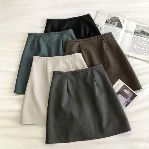 Pure Color Skirt Womens 2020 Autumn and Winter New Products Korean Fashion All-match Slim High Waist A-line Skirt