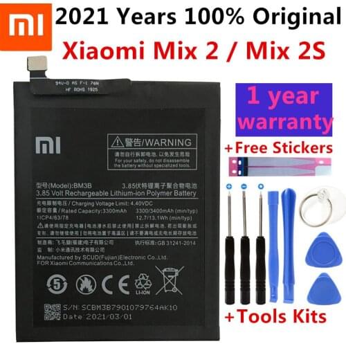 Original Xiao Mi Original Replacement Battery BM3B For Xiaomi MIX 2 2S MIX2 S 3300mAh High Capacity Phone Batteries Free Tools