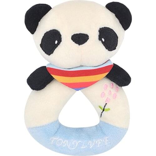 Newborn Rattle Ring Bell Baby Cartoon Animal Rattle Cute Plush Animal Hand Bells Infant Skin-friendly Early Educational Doll Toy