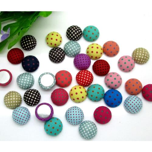 50Pcs 15mm Mixed Fabric Covered Buttons Cabochon Scrapbooking Sewing Diy Accessories Cloth Fabric Flatback Button