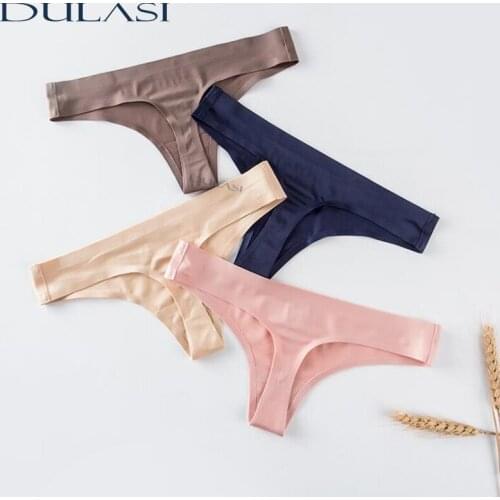 Sexy Thong For Women Comfortable Seamless Panties Solid Color G String Cotton Crotch Lingerie Micro Stretch Briefs Wholesale Top