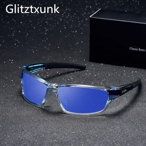 Glitztxunk Sunglasses Mens Polarized Driving Sports Sun Glasses For Men Women Square Color Mirror Luxury Brand Designer oculos