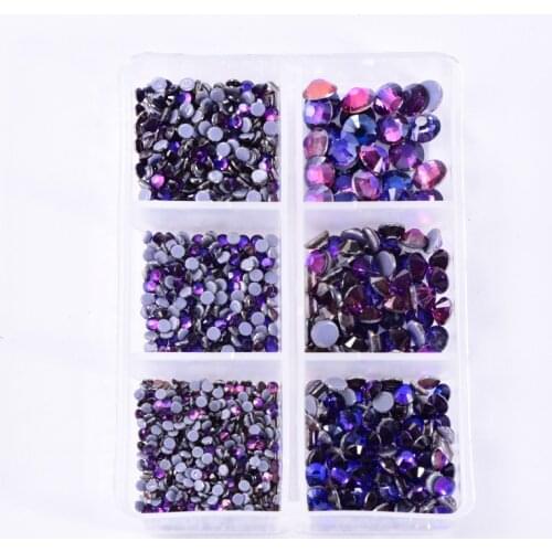 Стразы Purple Velvet A4 Hot Diamonds 6 Grid Box 1288pcs Hotfix Rhinestone A61