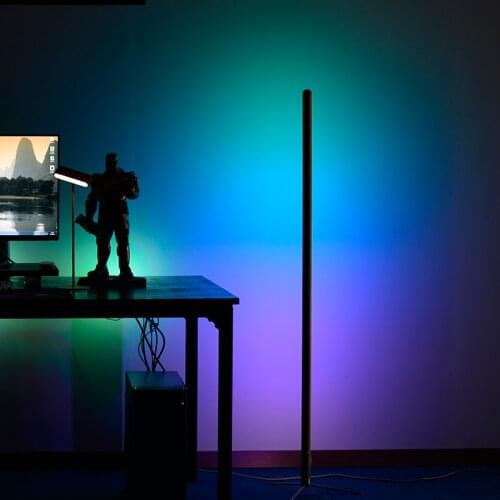 LED Wooden Standing Floor Lamp Modern Simple Design Solid Wood Art Decor RGB Symphony Ambience Pickup Light