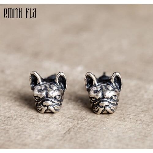 Thai Silver Animal Dog Stud Earrings Cute Women Earrings Vintage Party Wedding Jewelry Gifts for Girls Women Jewelry Lovely