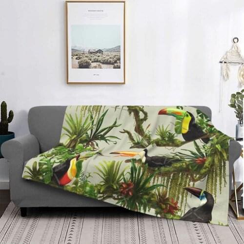 Toucans And Bromeliads - Canvas Background Throw Blanket Hoody Quilt Double Summer Bedsheet Plaid Comforters Duvet