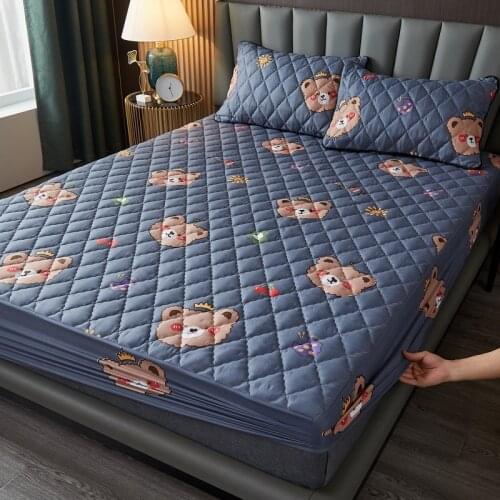 PEIDUO Thicken Quilted Mattress Cover Queen Quilted Bed Fitted Bed Sheet Anti-Bacteria Mattress Topper Air-Permeable Bed Pad