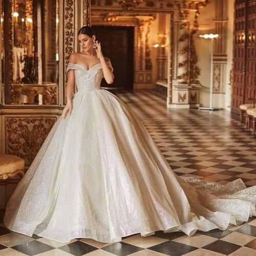Gorgeous Shiny Wedding Dress 2021 Illusion Sweetheart Bride Beaded Ball Gown Lace Up A-Line Bridal Dresses Robe De Mariee