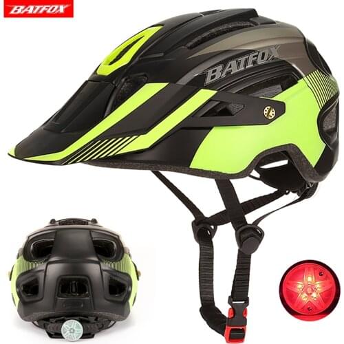 BATFOX Mans MTB helmet Cycling With Light Bicycle Helmet capacete ciclismo Outdoor safety Mountain road bike helmets casco fox