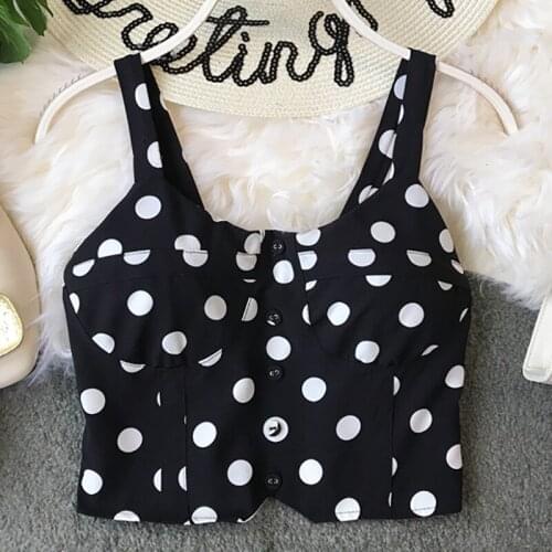 Vintage Polka Dots Camis Women Sexy Trendy Slim Tube Top Femme Girls Short Lingerie Backless Young Style Vest Camisole Femme