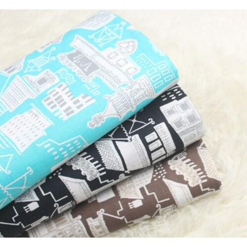 High quality pure cotton fabrics Cartoon house printing cotton fabric Handmade DIY bag dress sewing fabric