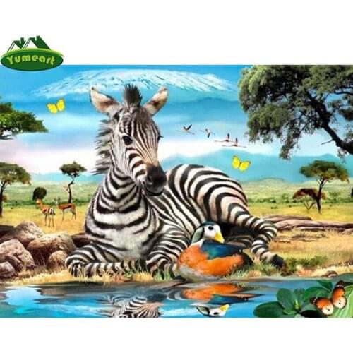 YUMEART DIY Zebras 5D Diamond Embroidery Wall Painting Home Decor Mosaic Full Square Diamond Painting Cross Stitch Crafts