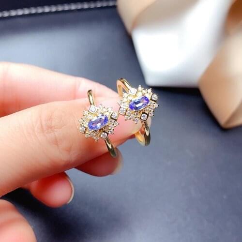 Shilovem 925 silver sterling natural tanzanite rings trendy fine Jewelry plant wedding bands women new gift 3*5mm mj0305881agts