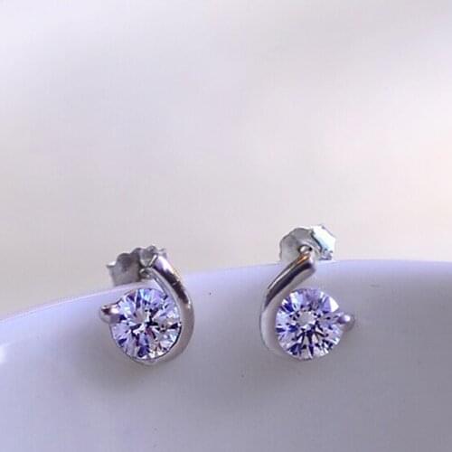 KOFSAC 2020 Trendy 925 Sterling Silver Earrings For Women Shiny Zircon Minimalism Stud Earring Jewelry Female Holiday Party Gift