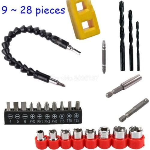1 Sets Sockets Electric Screwdriver Head Set Flexible Extension Shaft Hand Tools Bit Holder Tool Electronics 28 Pcs