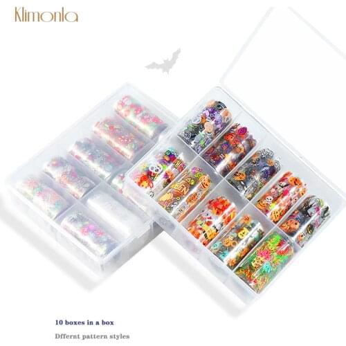 1Box Mix Festival Christmas And Halloween Colorful Transfer Nail Foil Nail Art Sticker Decoration Nails Wraps Tools Beauty Gift