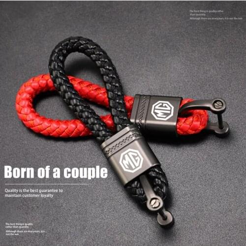 1Pcs Universal Metal Car Keychain Leather Woven Key Ring For Morris Garages GT GS Hector HS MG3 MG5 MG6 MG7 ZS EZS EHS MG ZS
