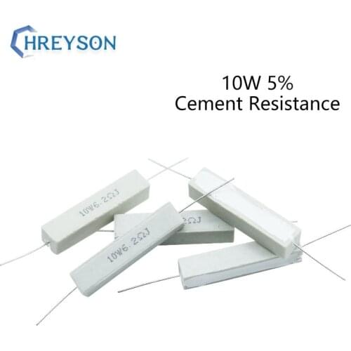 10W Cement Resistance Accuracy 5% 10 Ohm Horizontal 0.1R 0.5R 10R 15 20 100 120 330 ohm 820 Ohm 1~100K 10Pcs
