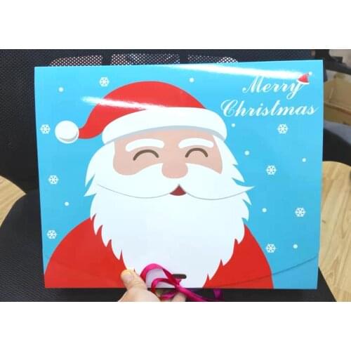 100pcs Christmas gift Packaging box,Blue Envelope shape gift paper Box with ribbon.,Christmas Party Favor Candy boxes 31x25x8cm