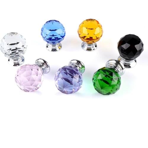 12pcs Crystal Single Hole Handles Cupboard Door Pulls Furniture Knobs Cabinet Handles For Sliding Door Cabinet Handle