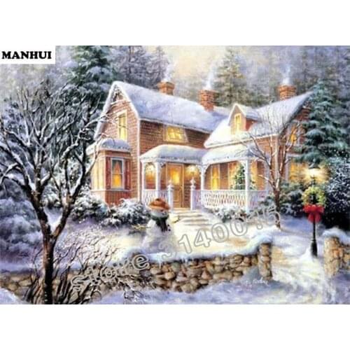 3d diamond embroidery diamond mosaic Snow View Cottage pictures of rhinestones hobbies and crafts material for handmade BCD079