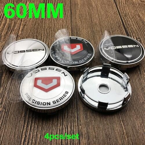 4PCS/SET Car Logo For Vossen 60MM PVC Wheel Center Caps Auto Accessory Emblem Wheels Rim Badge Covers Chrome 6CM 56mm Sticker