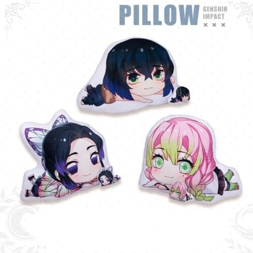 Genshin Impact Demon Slayer Anime Pillow Cartoon Stuffed Soft Plush Toys Kamado Tanjirou Kamado Nezuko Hashibira Inosuke Dolls