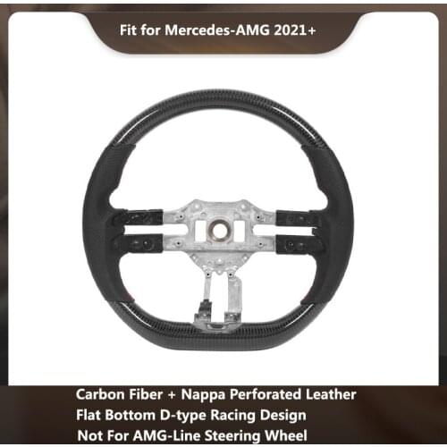 Steering Wheel Fit for Mercedes-AMG 2021+ Custom Carbon Fiber Steering Wheel Nappa Perforated Leather