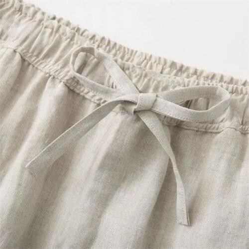 Cotton Linen Pants Men Spring Summer 2021 Wild Casual Straight Pants Solid Color Mens Trousers Elastic Waist Comfort Streetwear