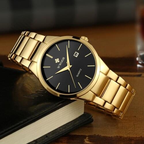 Relojes Hombre 2021 WWOOR Brand Watch Men Quartz Business Sport Watches Luxury Gold Black Full Steel Waterproof Date Wrist Watch