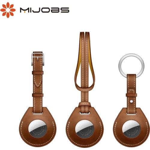 For AirTag Case Leather Protective Cover for Apple Locator Tracker Anti-lost Device Keychain Protect Sleeve Protector Bumper