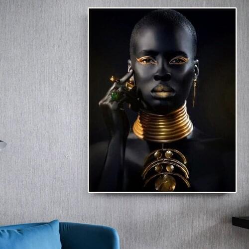 Black Woman Choker Necklaces Jewelry Wall Art Canvas Paintings On The Wall Posters And Prints African Art Prints Wall Decoration