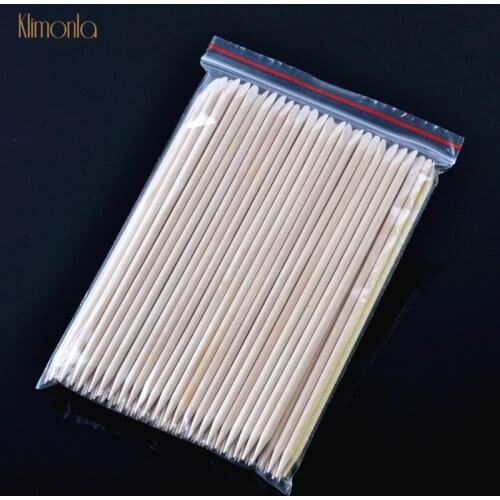 200pcs/lot Orange Wooden Nail Art Stick For Finger Care 14.7cm Double Head Nail Dead Skin Fork Nail Accessories Tools